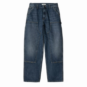 Carhartt WIP Womens Brandon Double Knee Pant Blue Dark Used Wash womens pants flash sale
