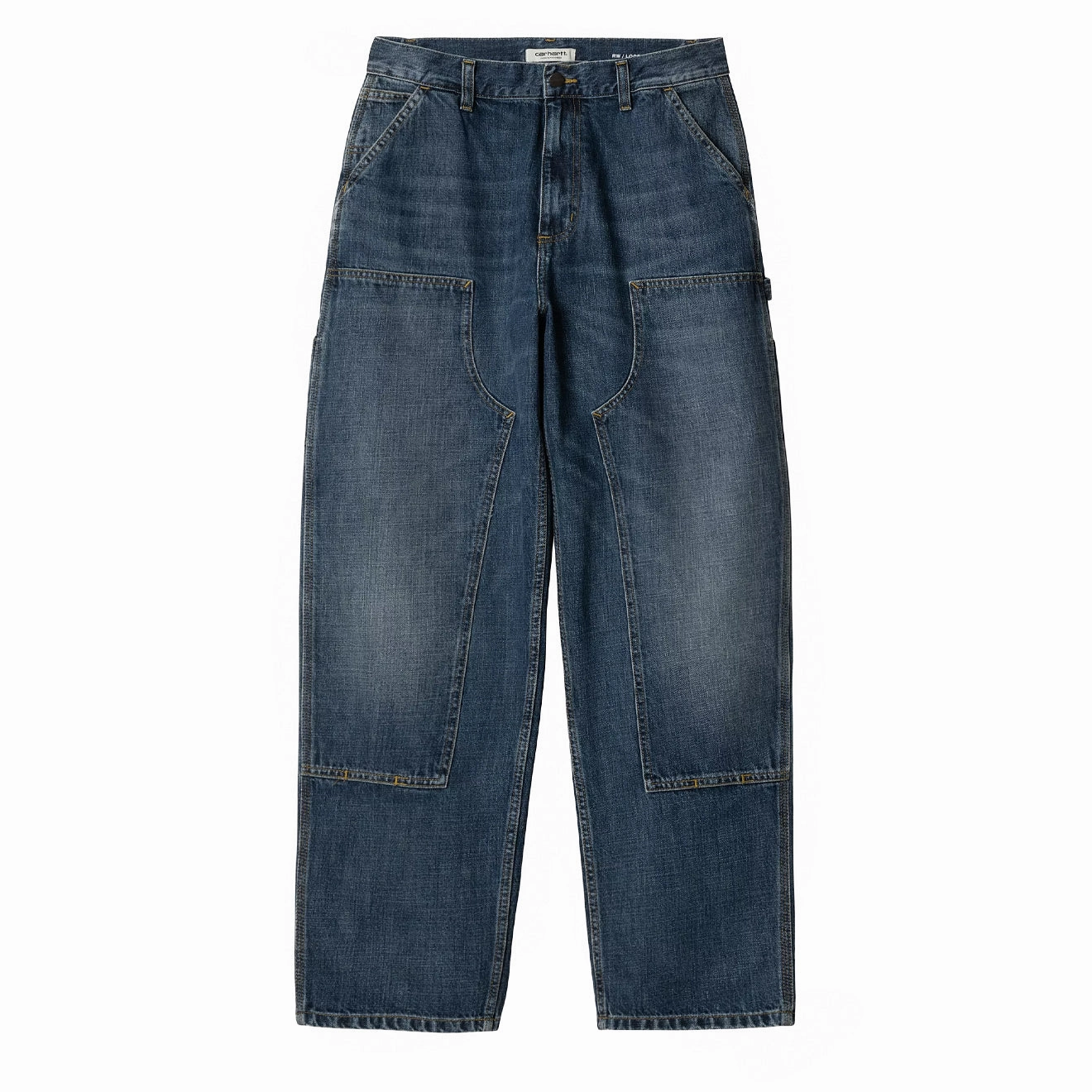 Carhartt WIP Womens Brandon Double Knee Pant Blue Dark Used Wash womens pants flash sale