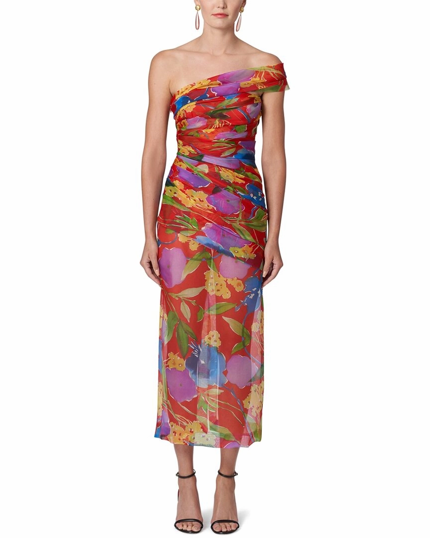 Carolina Herrera Ruched Silk Midi Dress