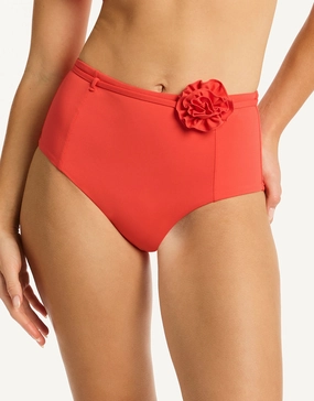 Casa Del Mar Belted High Waist Bikini Pant - Flame Sea Level - Sea Level swimwear clearance