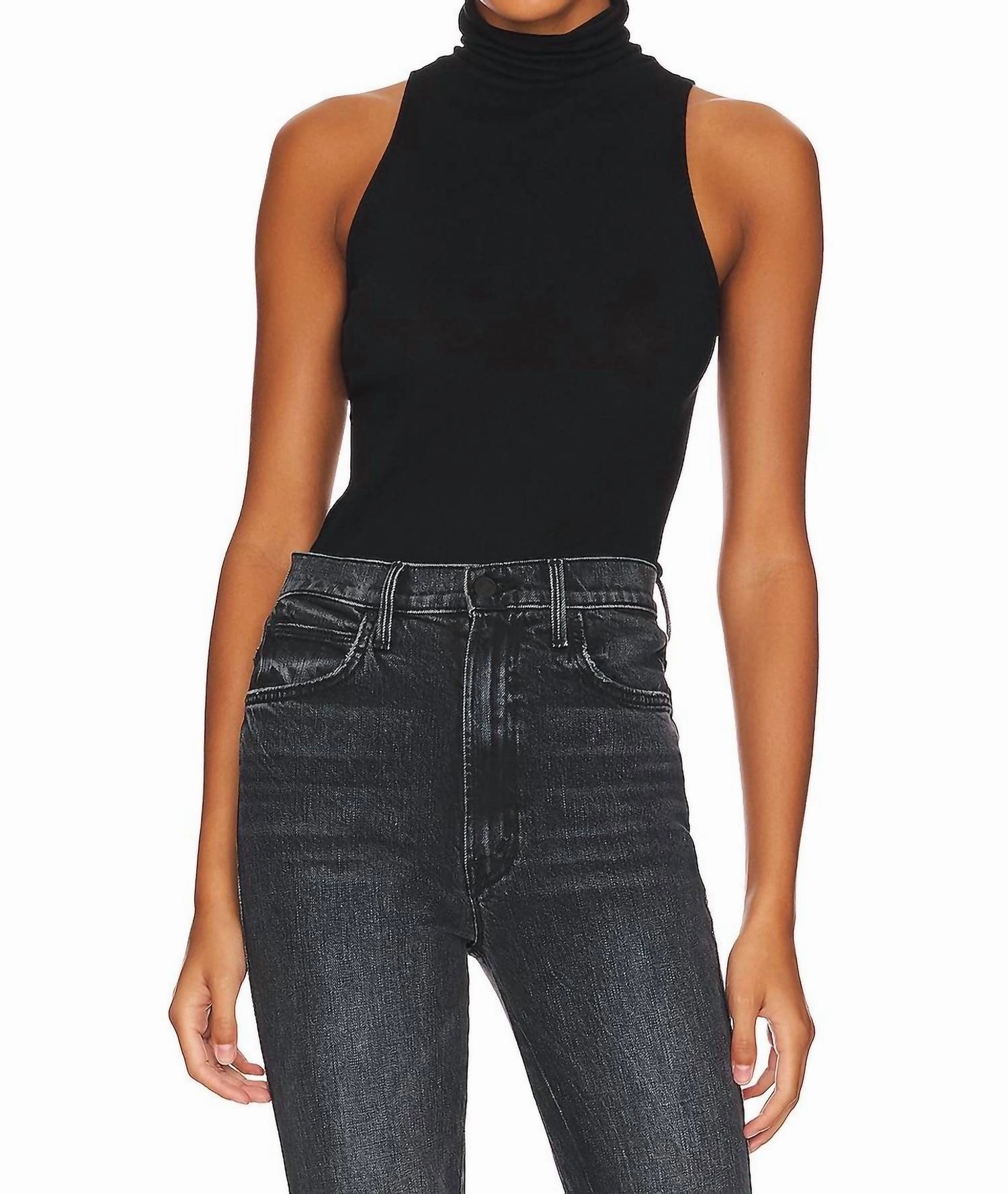 Cashmere Halter Turtleneck Top In Black