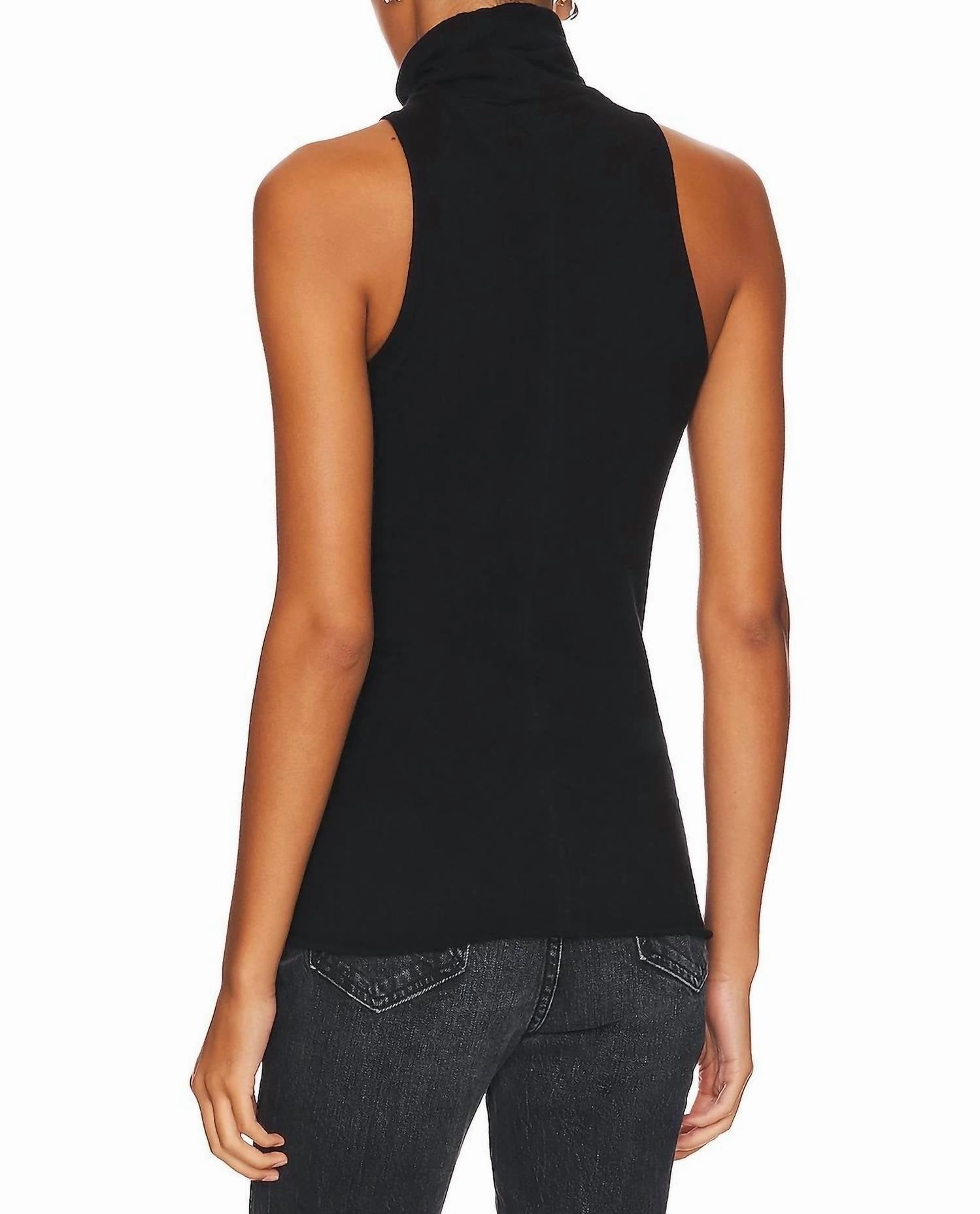 Cashmere Halter Turtleneck Top In Black