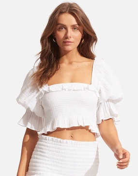 Caspian Shirring Top - White Seafolly - Seafolly bikinis sale