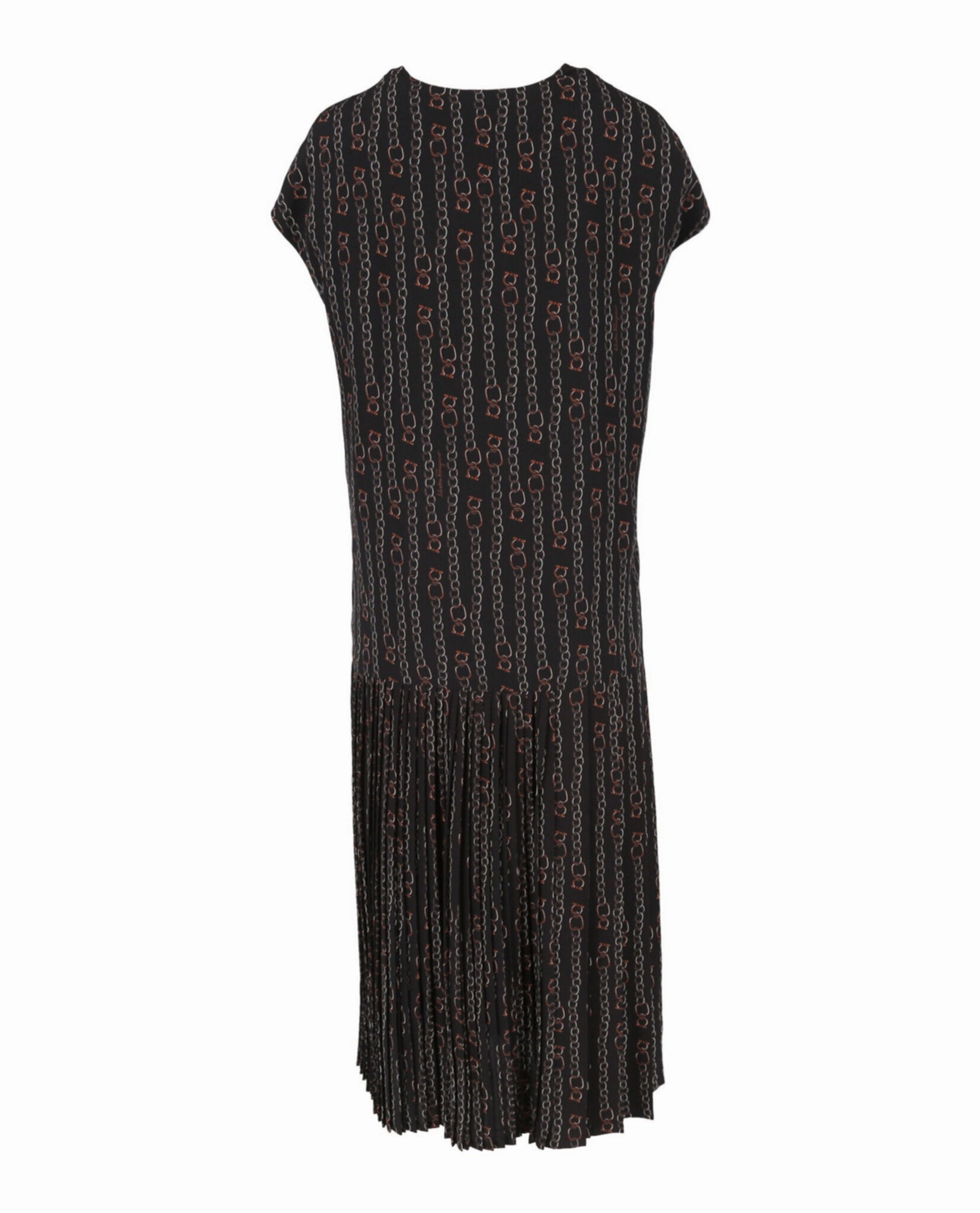 Chain Print Pleated Midi Dress
