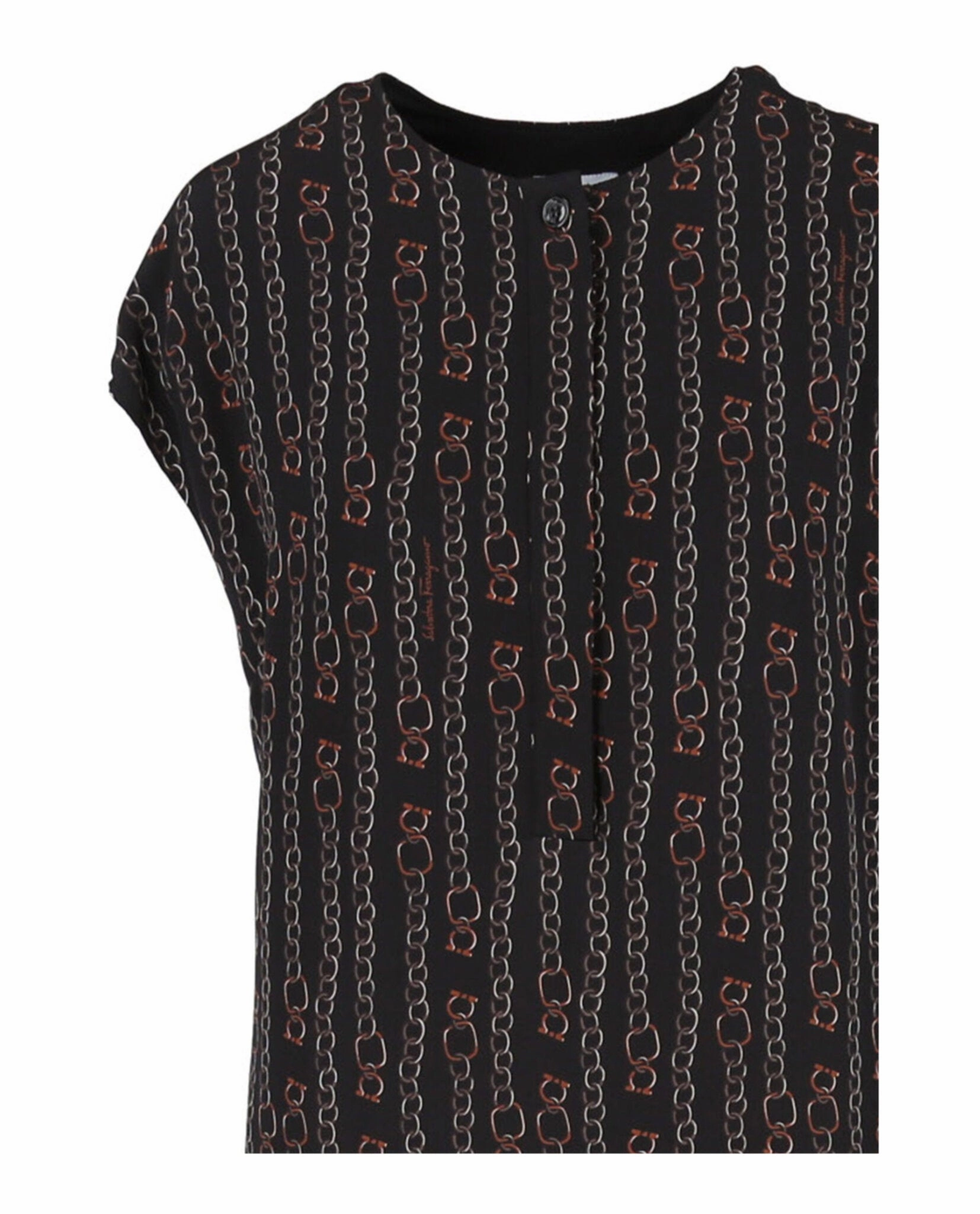 Chain Print Pleated Midi Dress