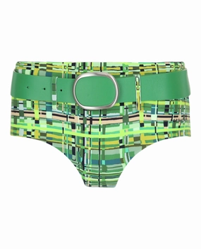 Checkered Belted Swim Bottoms Swim Womens - shirred swimwear