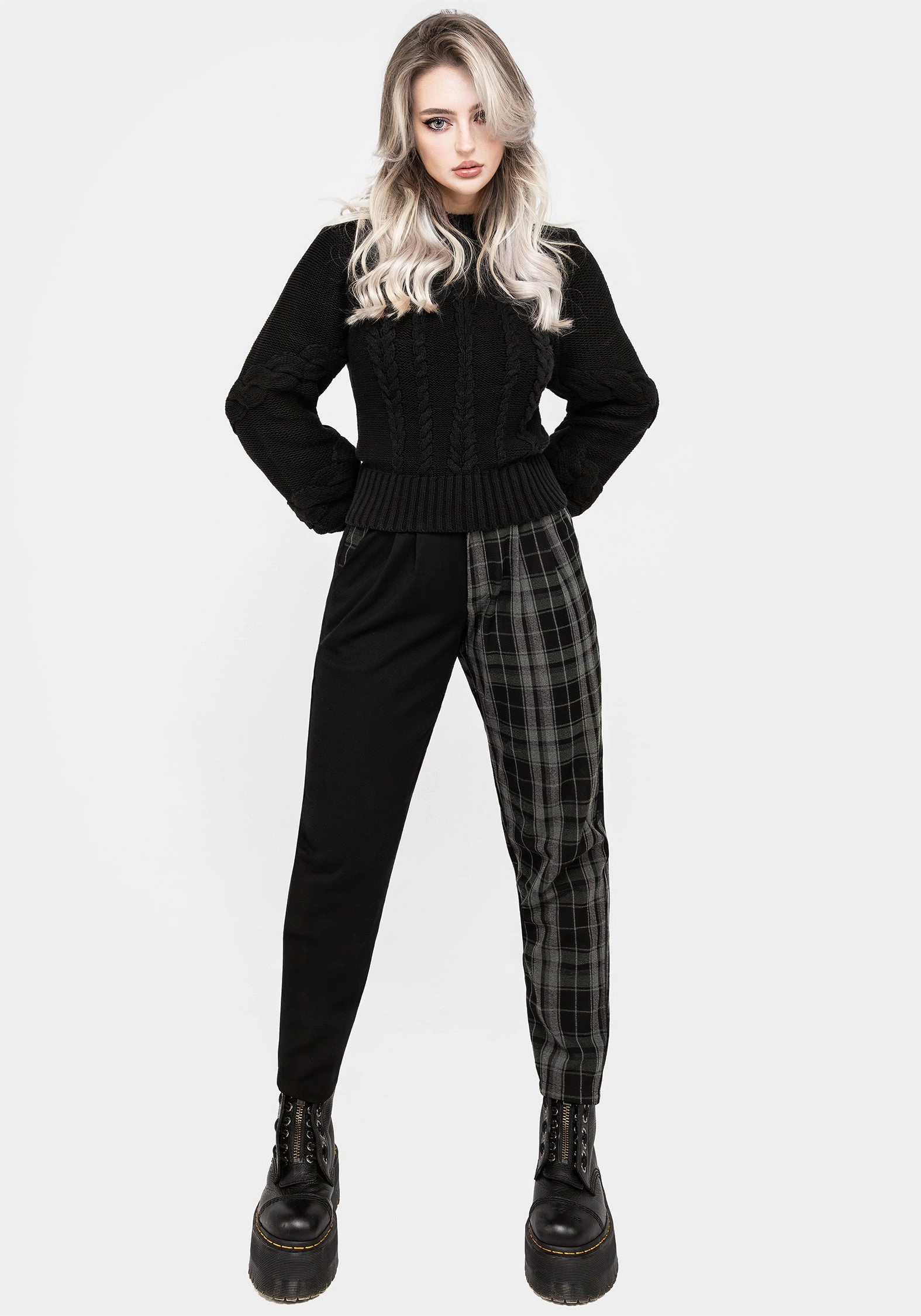 Checkmate High Waist Tapered Trousers