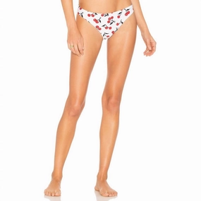 Cherry Classic Bikini Bottom In Ivory Tossed Cherries Swim Womens - scoop neck swimsuits