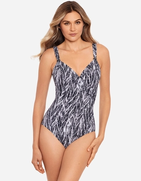 Chevron Python Siren Swimsuit - Silver Grey Miraclesuit - Miraclesuit swimwear clearance