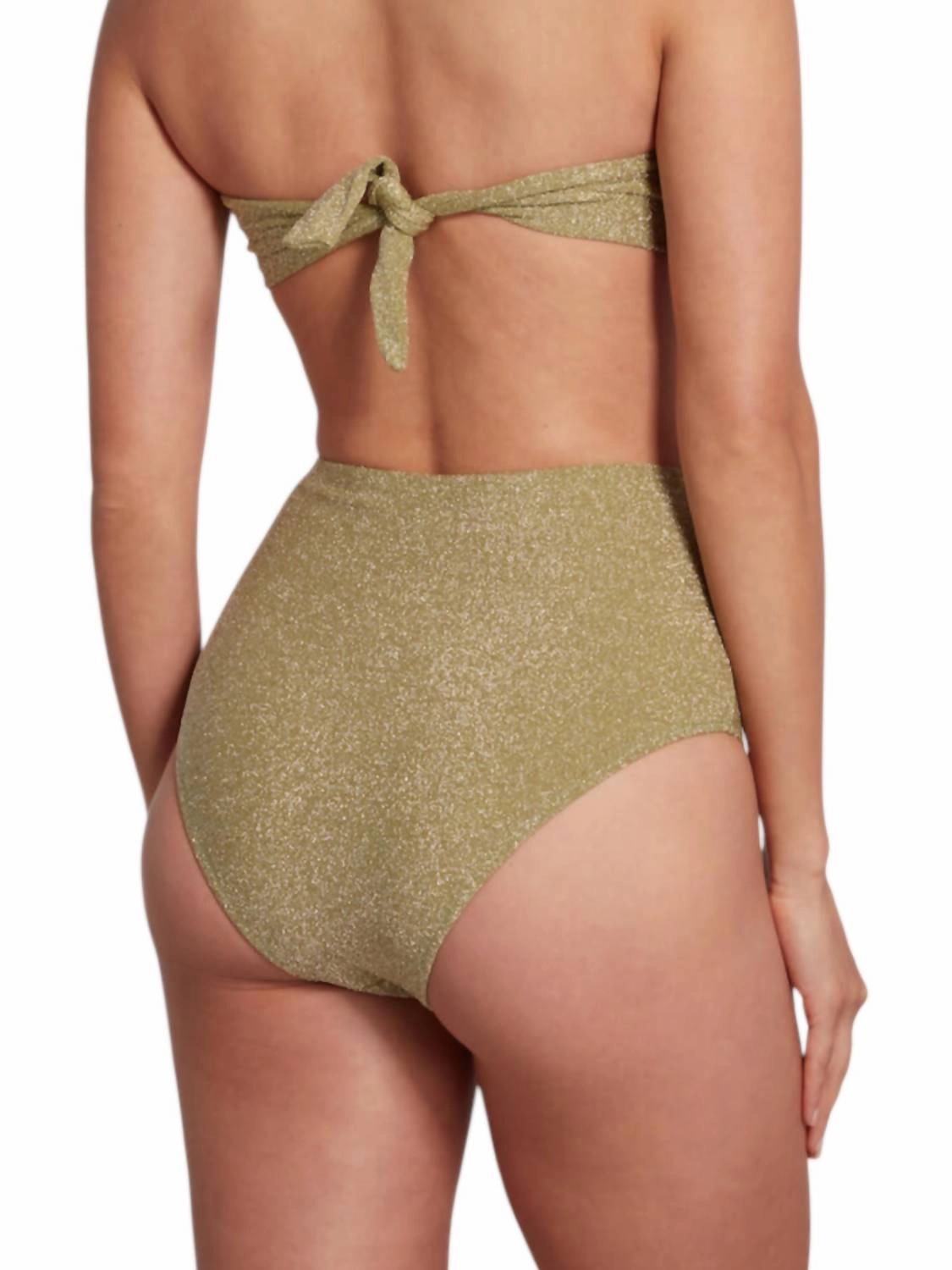Claire High Waist Bikini Bottom Lurex In Green