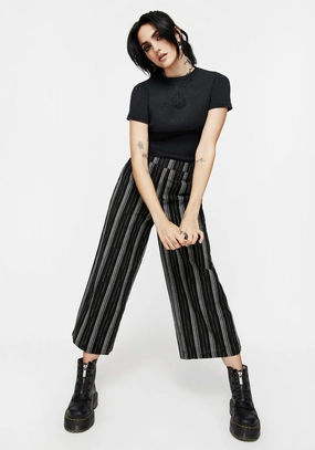 Clandestine Stripe Cotton-Blend Culottes Bottoms Womens - women's jeans sale