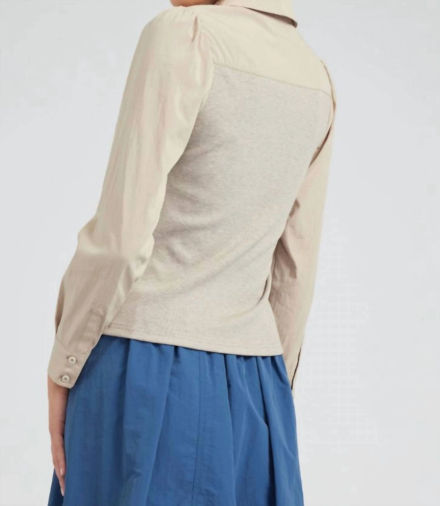 Collared Knit Top In Taupe