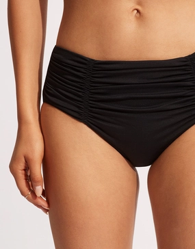 Collective Gathered Front Retro Bikini Pant - Black Swim Womens - swimsuits outlet