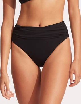 Collective High Waist Wrap Front Bikini Pant - Black Swim Womens - swimsuits outlet