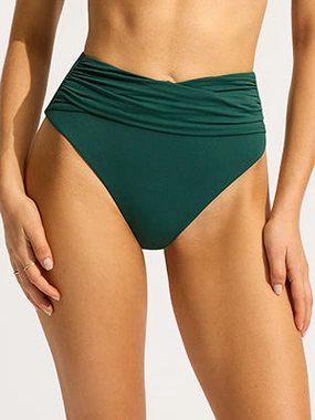 Collective High Waist Wrap Front Bikini Pant - Evergreen Swim Womens - beachwear discount