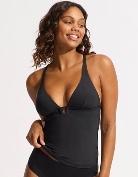 Collective Trim Front Tankini Top - Black Seafolly - Seafolly bikinis sale