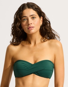 Collective Twist Bandeau Bikini Top - Evergreen Seafolly - Seafolly bikinis sale