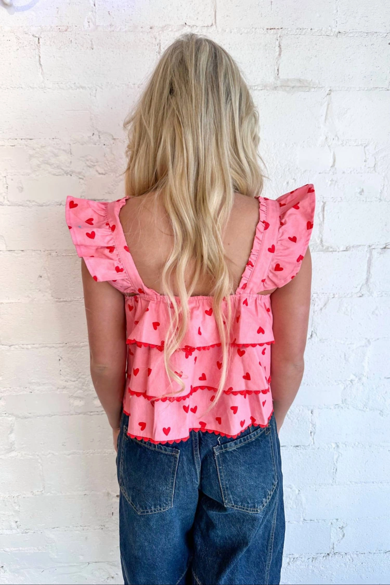 Confetti Hearts Top In Pink