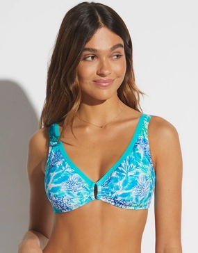 Coral Ring Front Bikini Top - Turquoise Swim Womens - monokinis best price