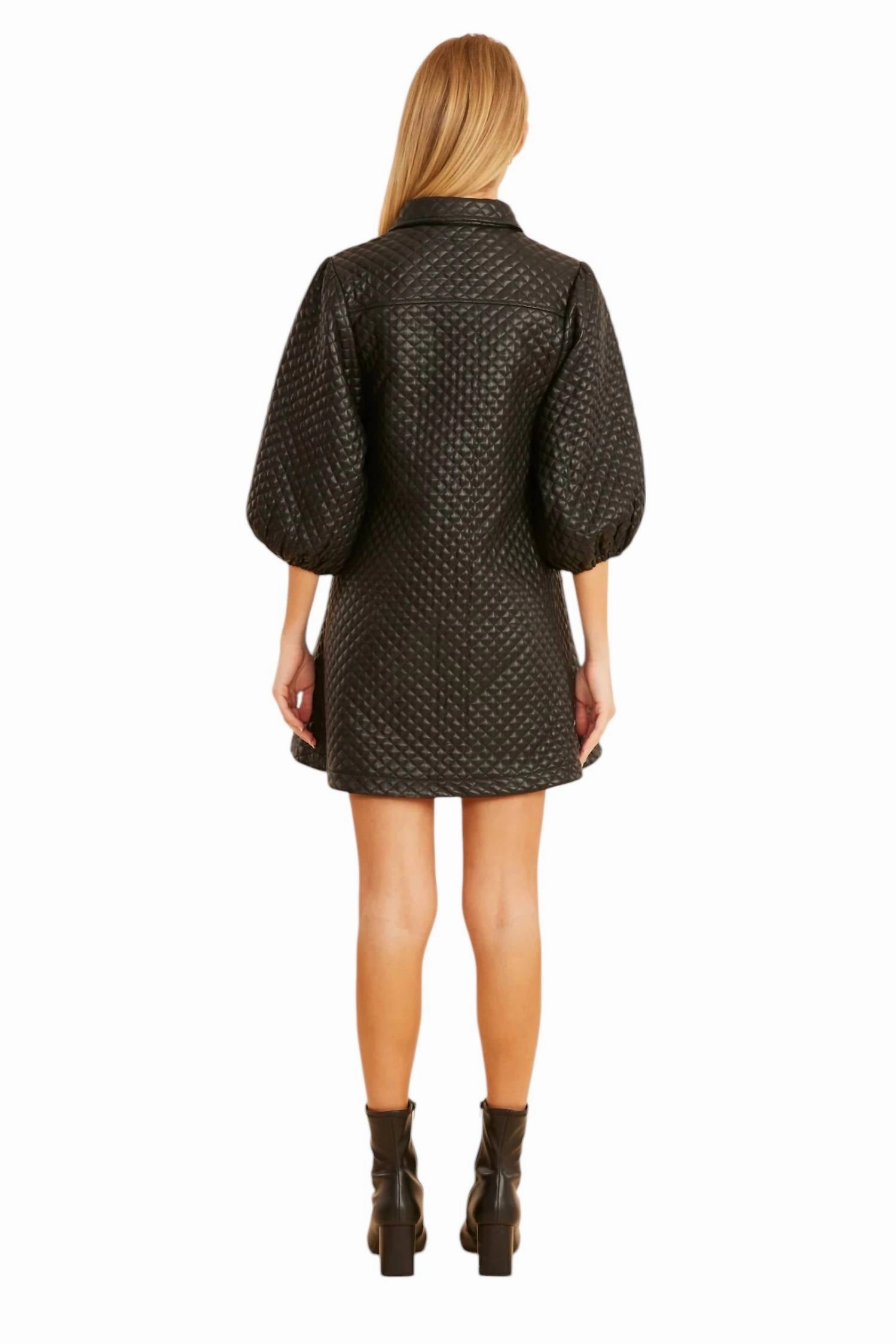 Cordozar Quilted Mini Dress In Black