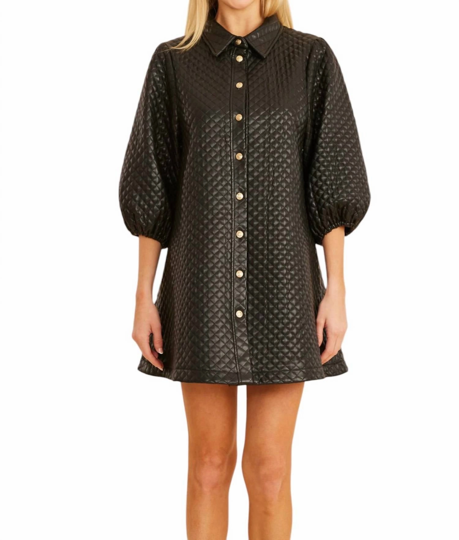 Cordozar Quilted Mini Dress In Black