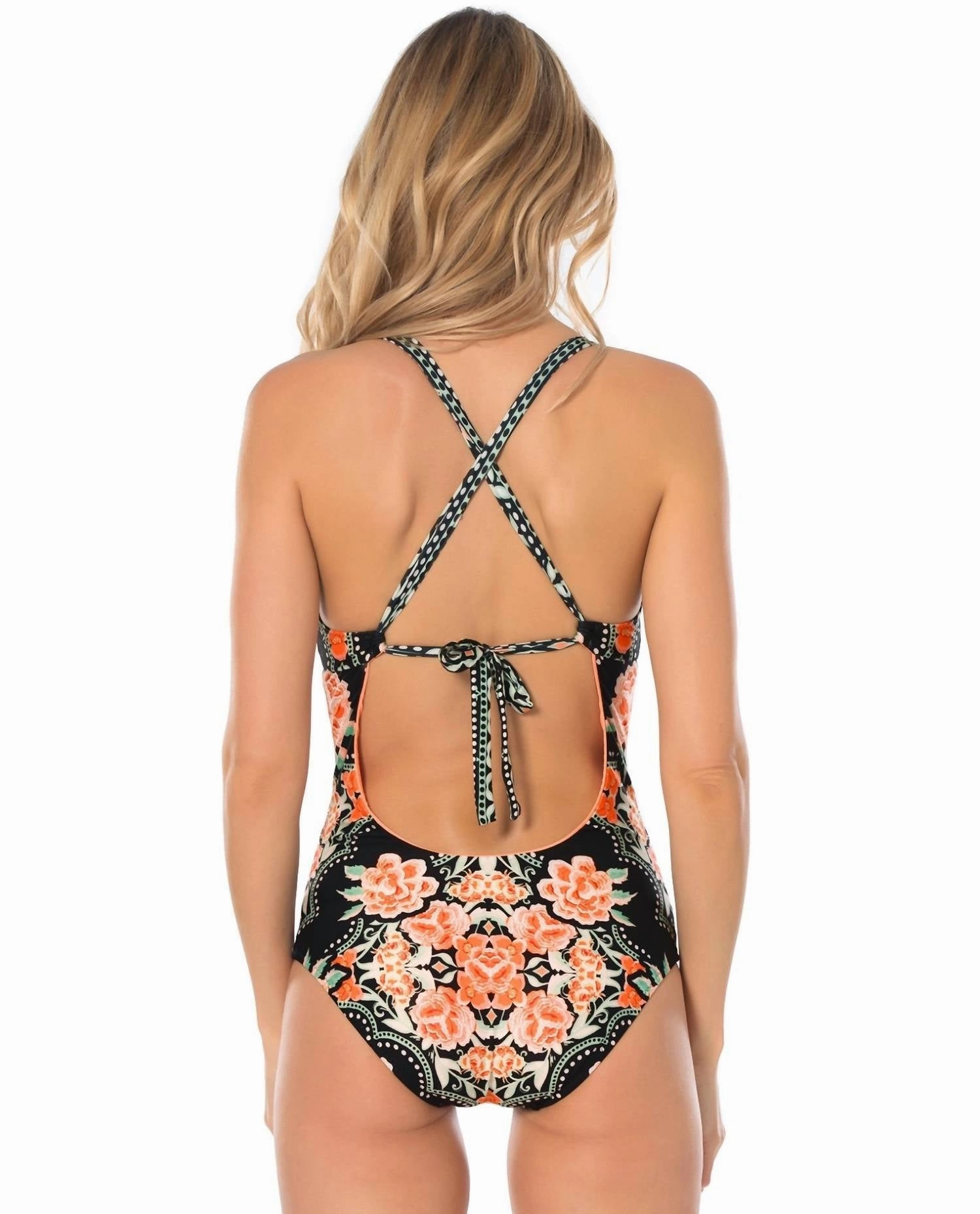 Corset Lace Up One Piece Swimsuit In Bec Southern Belle