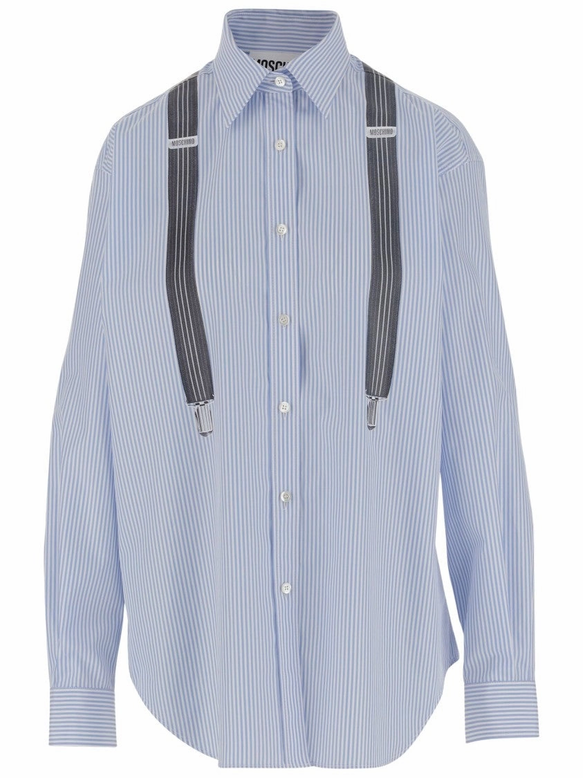 Cotton Poplin Shirt With Suspender Print