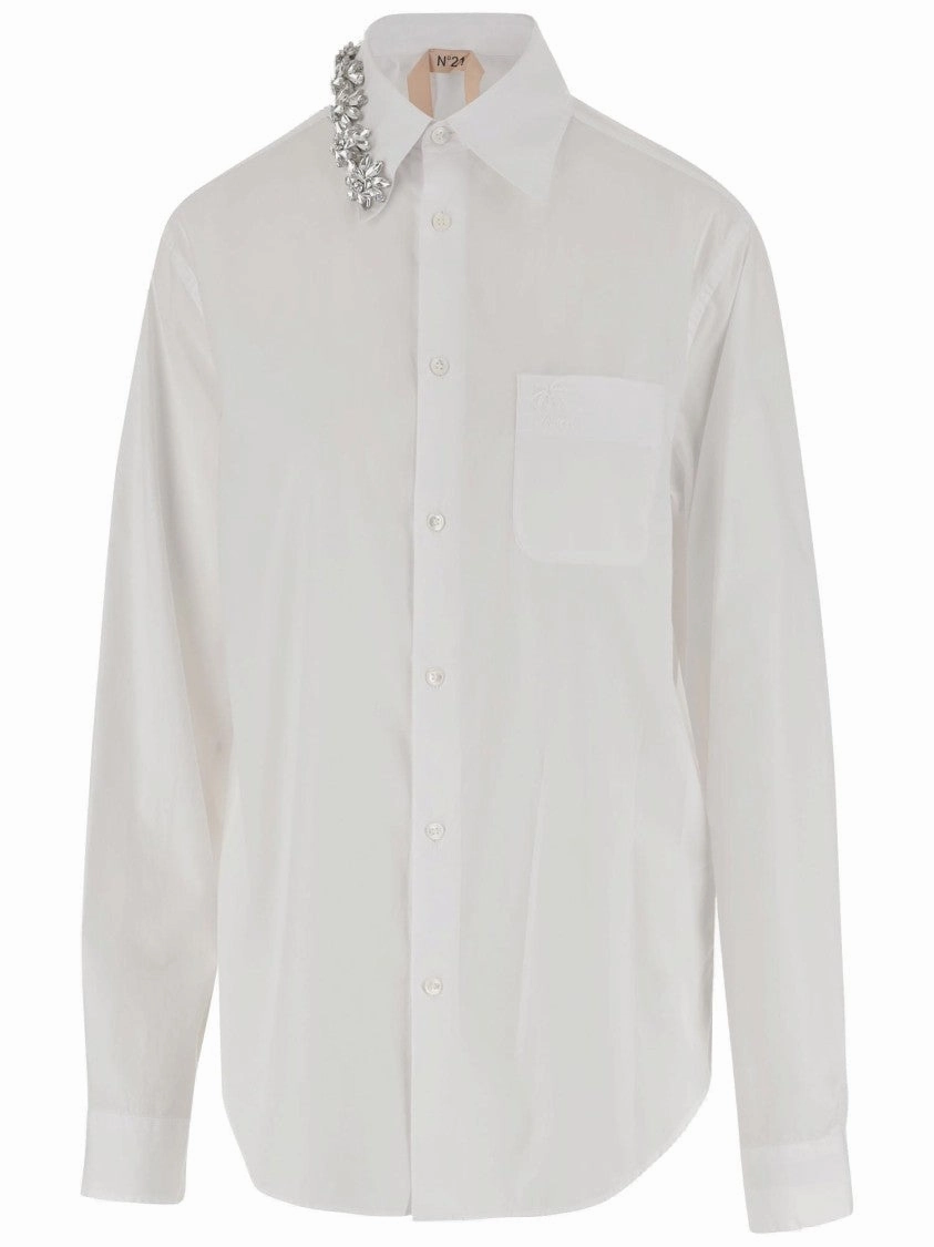 Cotton Shirt With Floral Decoration