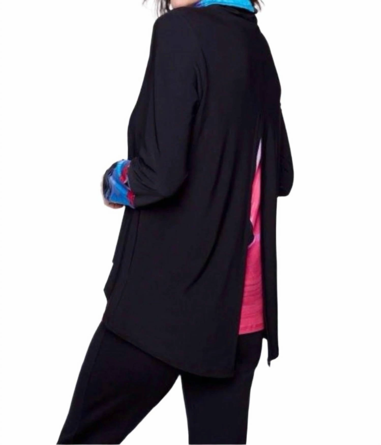 Cowl Neck Longsleeves In Black Multi