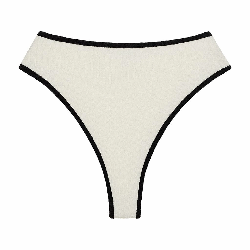 Cream (Black Binded) Terry Rib Paula Bikini Bottom Swim Womens - plunge bikinis sale