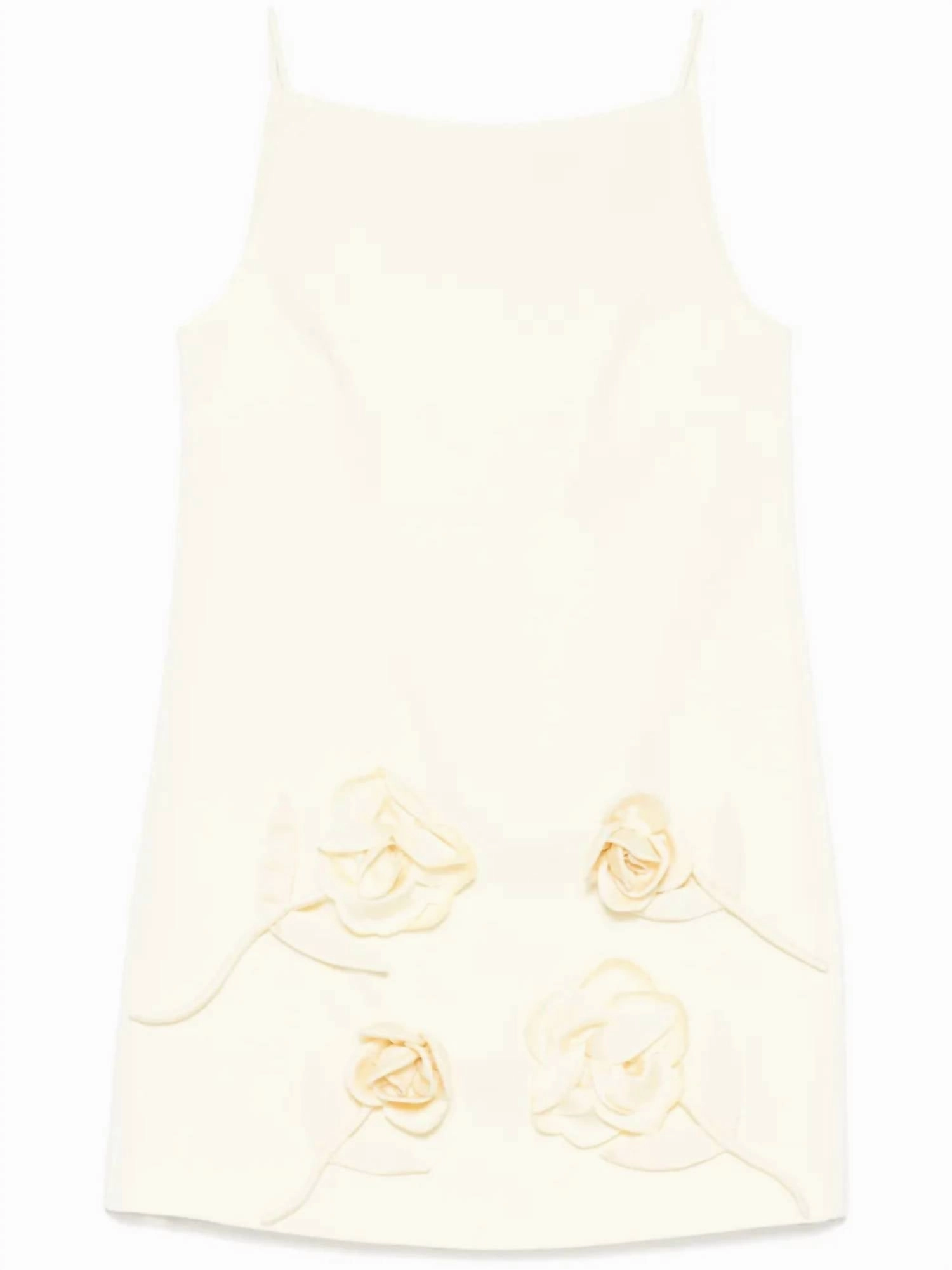 Crepe Flower Mini Dress In Yellow