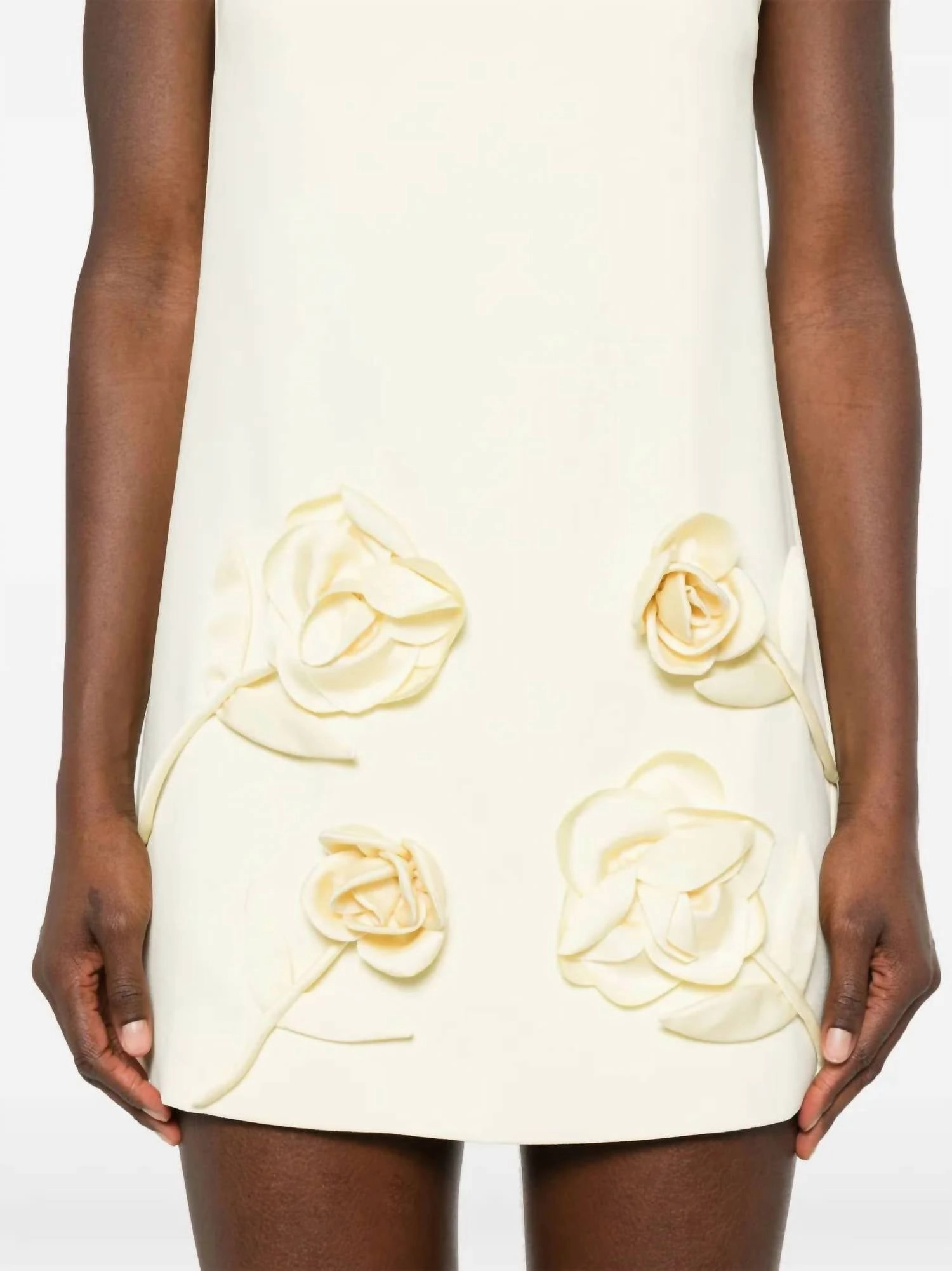 Crepe Flower Mini Dress In Yellow