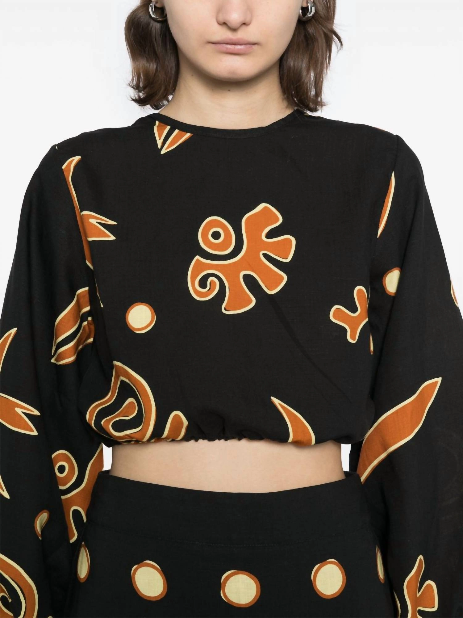 Crew Neck Bena Top In Black