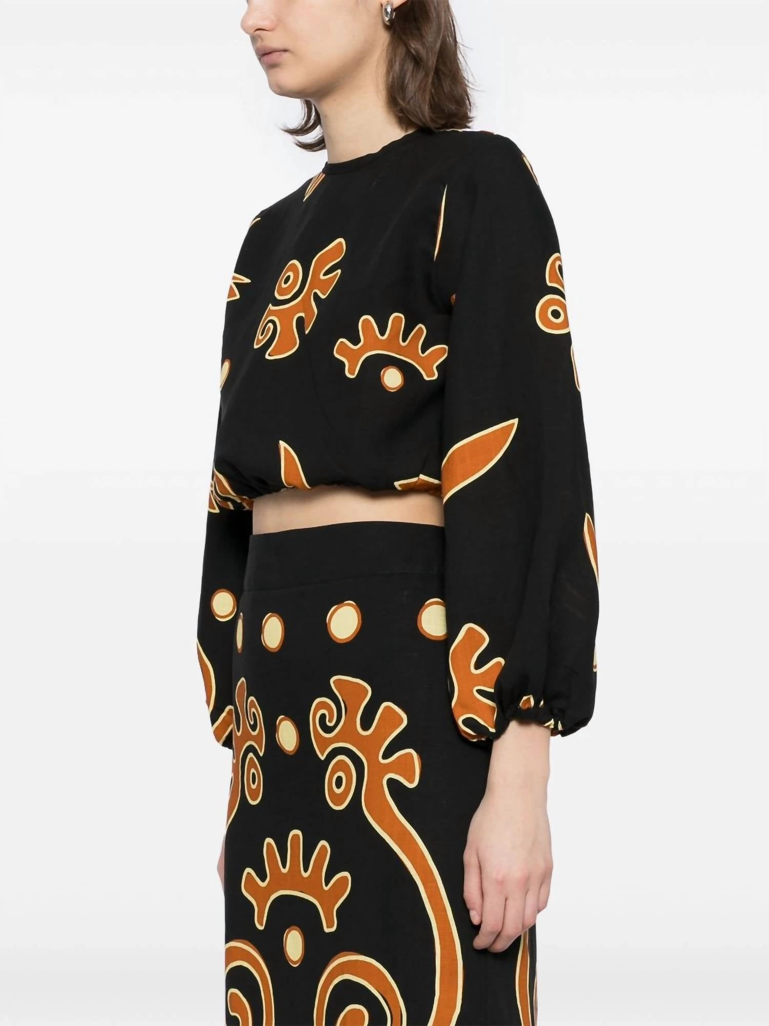 Crew Neck Bena Top In Black