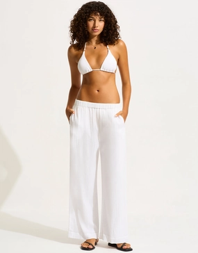 Crinkle Twill Beach Pant - White Seafolly - Seafolly bikinis sale