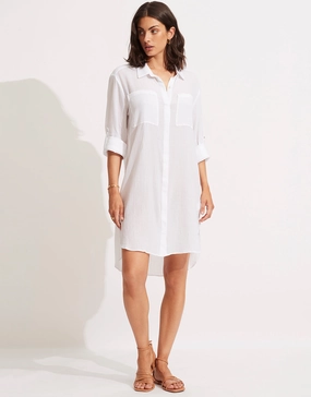 Crinkle Twill Beach Shirt - White Seafolly - Seafolly bikinis sale