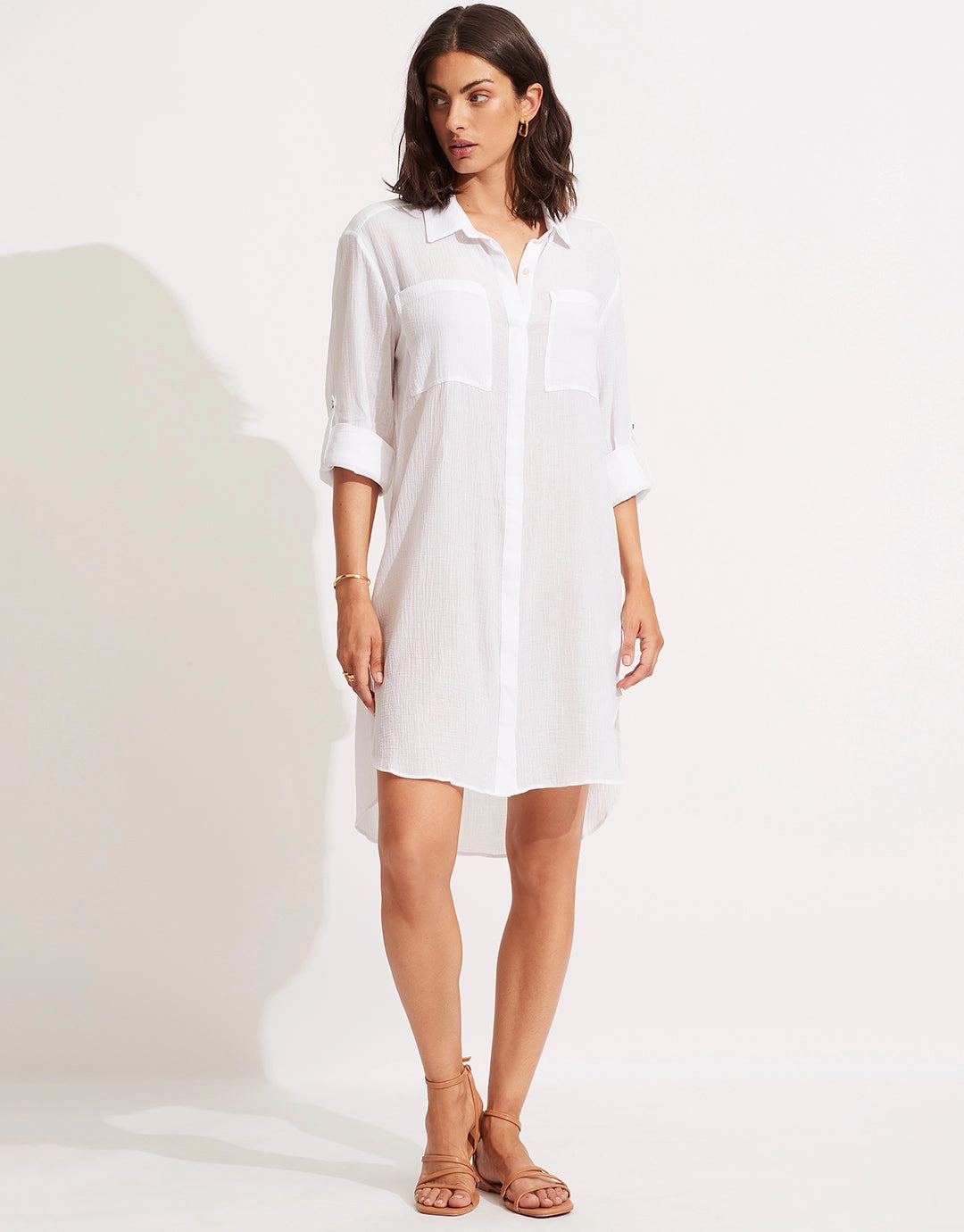 Crinkle Twill Beach Shirt - White Seafolly - Seafolly bikinis sale