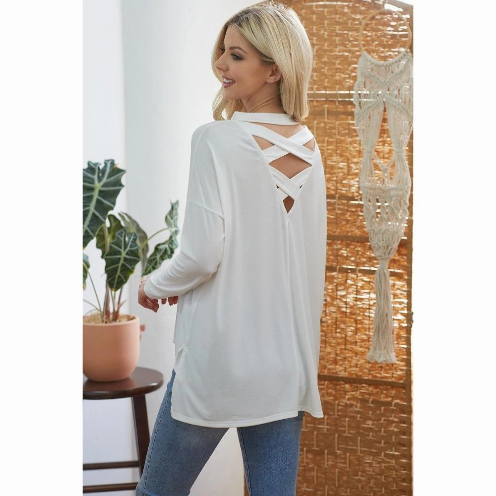 Criss Cross Open Back Longsleeve Top