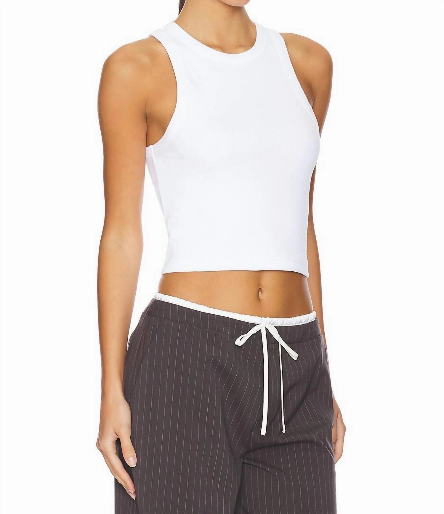Cropped Not So Basic Tank Top In White