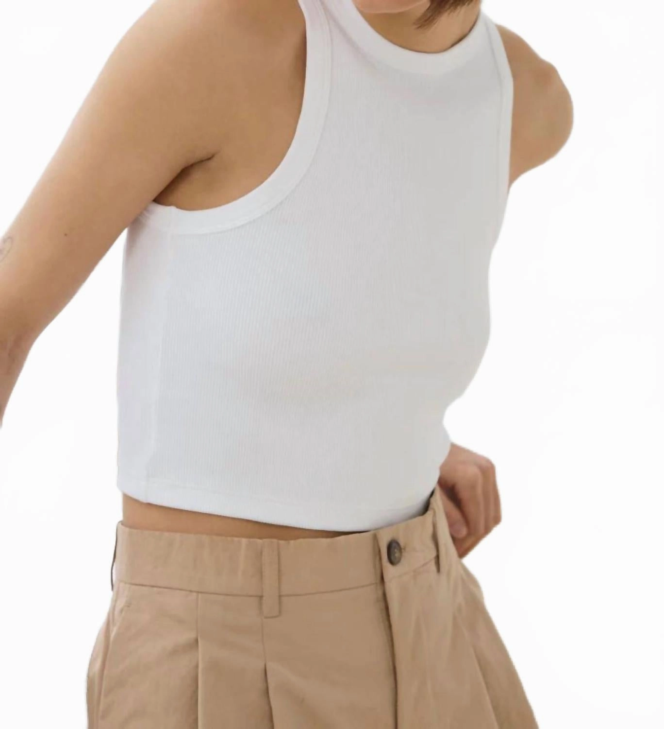 Cropped Not So Basic Tank Top In White