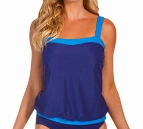 D-Cup Breezy Tankini Top In Blue Swim Womens - high-neck bikinis cheap