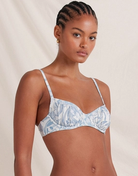 Daffodil Poolside Balconette Bikini Top - Blue Print Swim Womens - beachwear discount