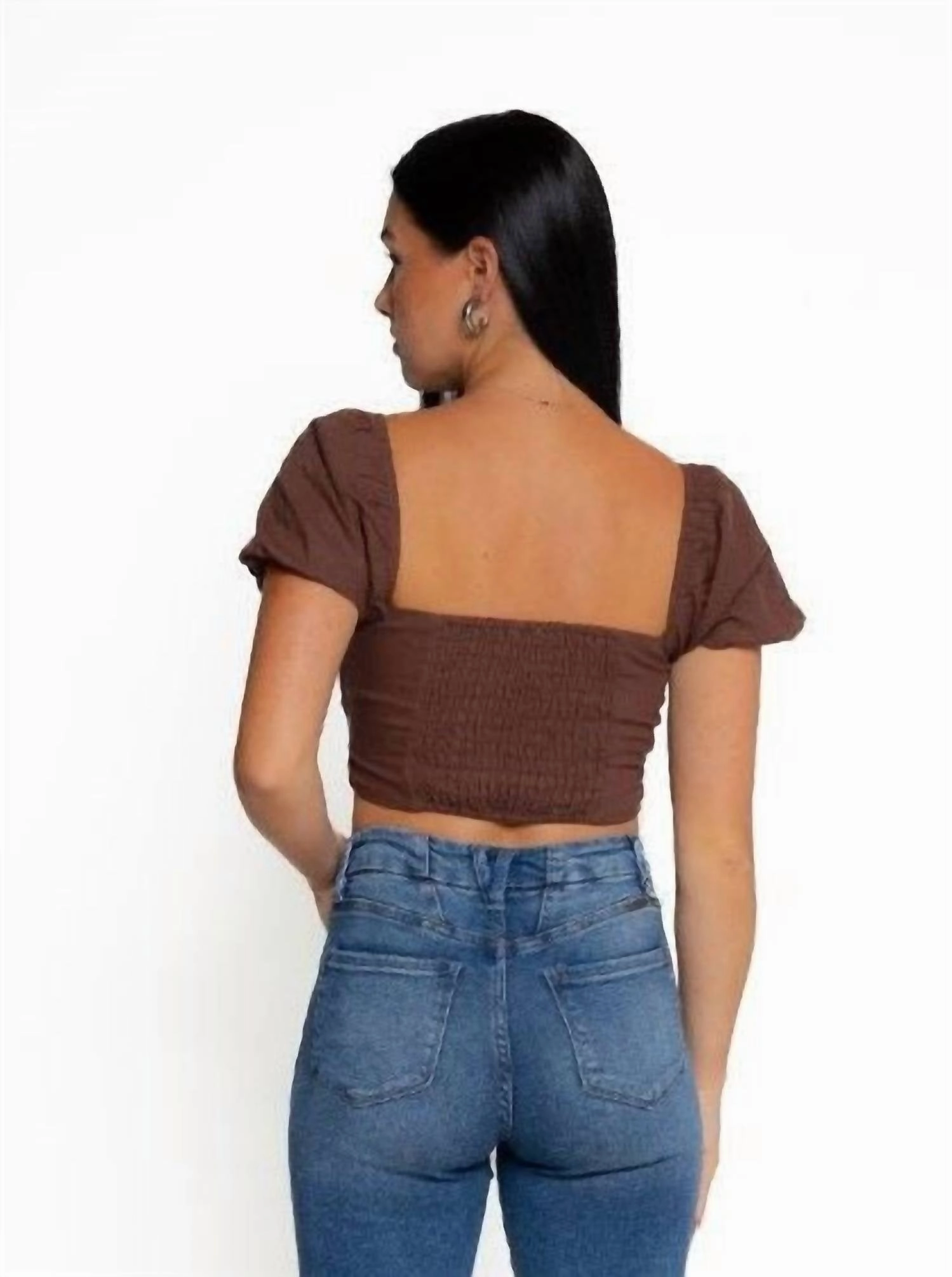 Dahlia Cut Out Crop Top In Brown