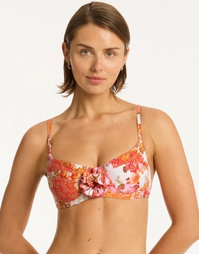 Daisyfield Balcony Bikini Top - Coral Swim Womens - beachwear discount