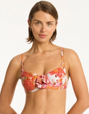 Daisyfield Balcony Bikini Top - Coral Sea Level - Sea Level swimwear clearance