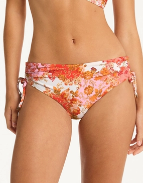 Daisyfield Mid Drawstring Bikini Pant - Coral Sea Level - Sea Level swimwear clearance