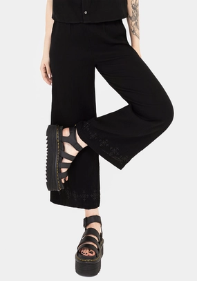 Damara Embroidered Cotton Culottes Bottoms Womens - women's jeans sale