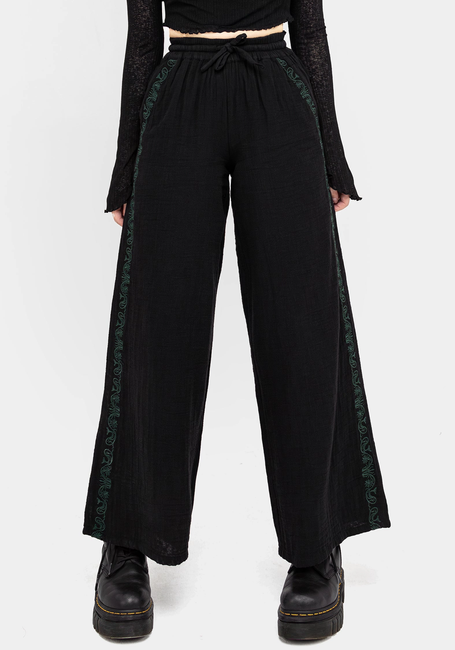 Damiana Embroidered Cotton Trousers Bottoms Womens - women's jeans sale