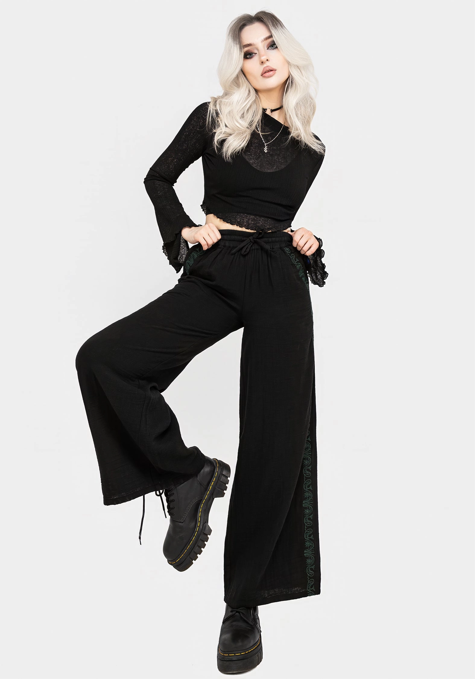 Damiana Embroidered Cotton Trousers