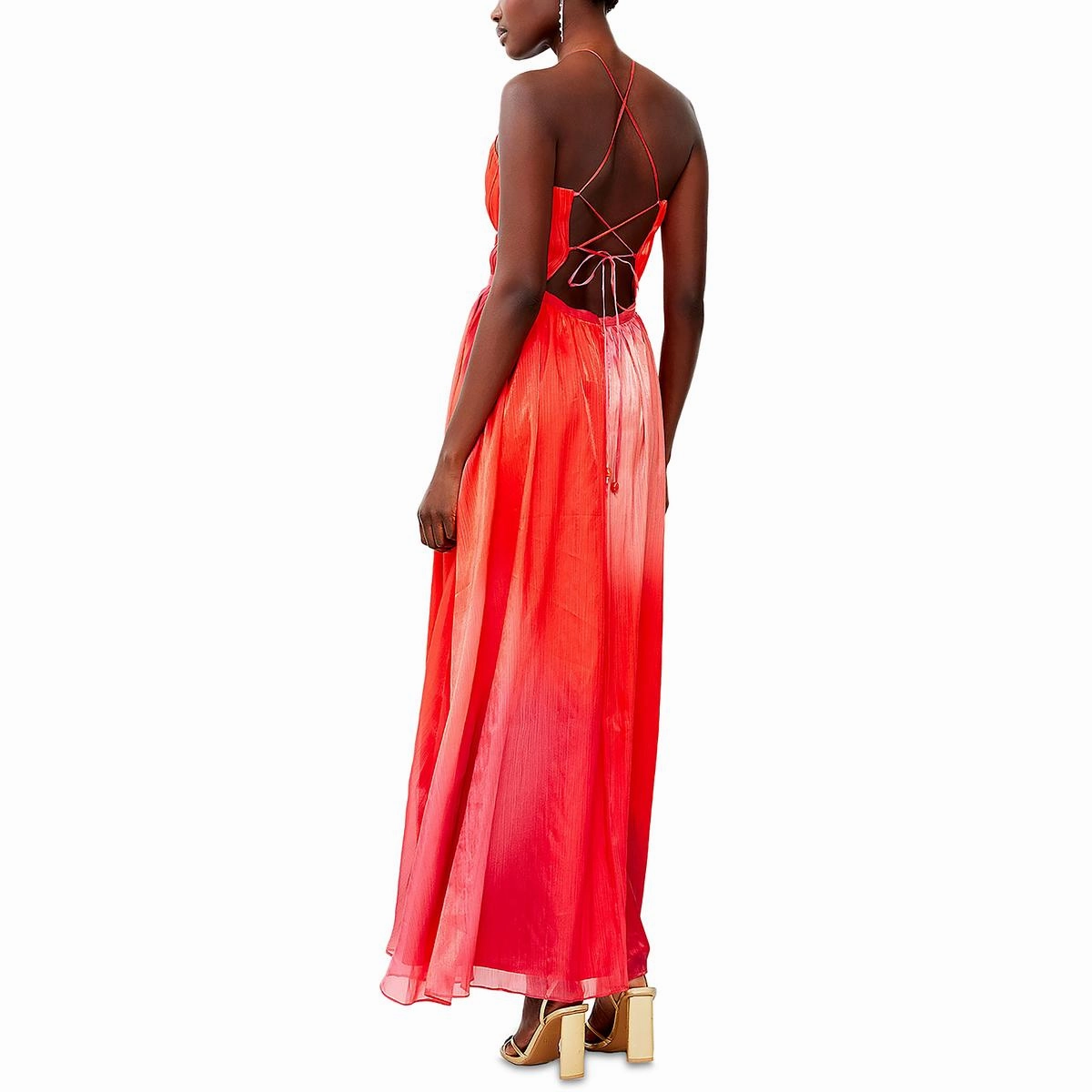 Darryl Hallie Womens Metallic Long Maxi Dress